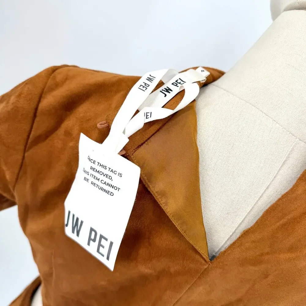 New JW PEI Brown Faux Suede Two Piece Crop Top Mini Skirt Set - Picture 7 of 10
